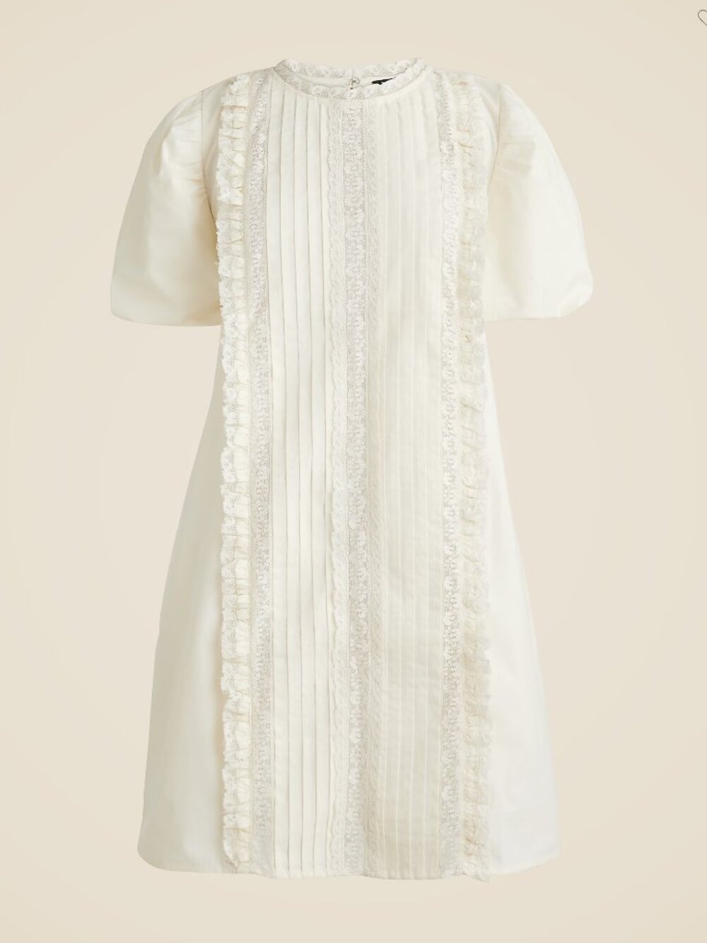 J.Crew Lace Trim Pintuck Dress XXS Ivory Short Sleeve Cottagecore Mini